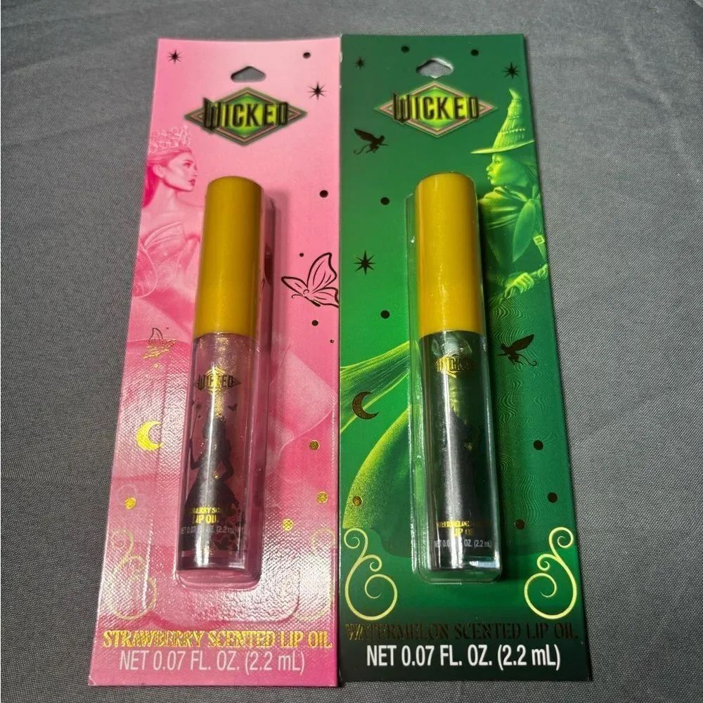 2 Disney Wicked Strawberry Scented Lip Oil Duo - Pink & Green